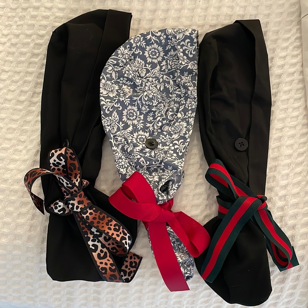 Collection of ponytail scrub caps